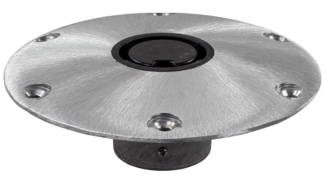 1300750-1 – SPRINGFIELD Boat Seat Pedestal Base Plate, Round 9 Inch Diameter Non-Threaded Satin Stainless Steel Base